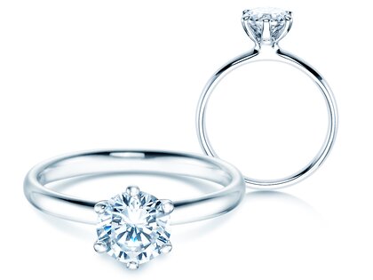 Anillo de compromiso Classic 6 en 18K oro blanco con diamante 1,00ct H/SI
