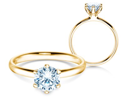 Anillo de compromiso Classic 6 en 9K oro amarillo con diamante 1,00ct H/SI