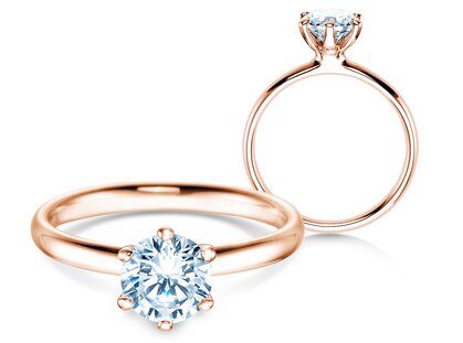 Anillo de compromiso Classic 6 en 9K oro rosa con diamante 1,00ct H/SI