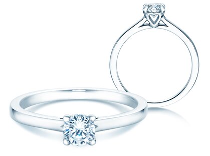Anillo de compromiso Romance en 9K oro blanco