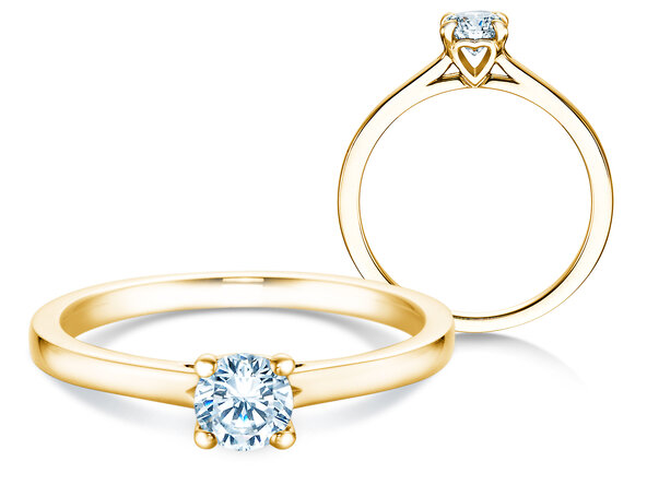 Anillo de compromiso Romance en 14K oro amarillo con diamante 0,40ct H/SI