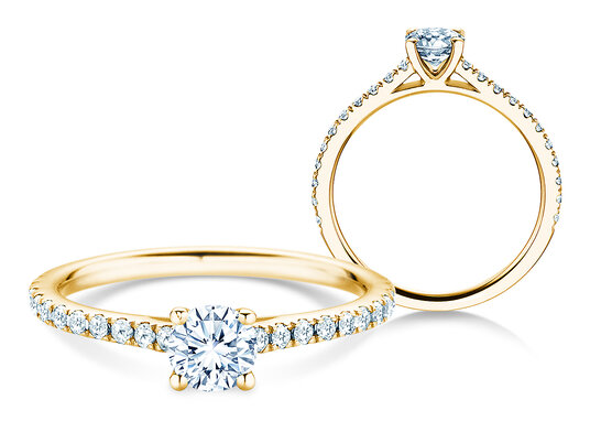 Anillo con piedra de nacimiento Pure Colour abril en 9K oro blanco con diamante 0,50ct y diamantes 0,26ct
