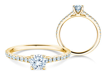 Anillo con piedra de nacimiento Pure Colour abril en 9K oro blanco con diamante 0,50ct y diamantes 0,26ct