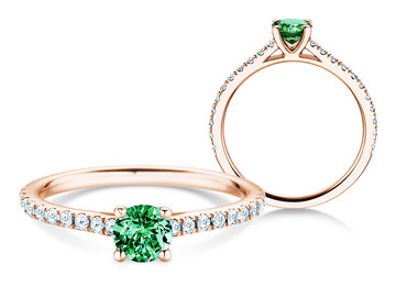 Anillo con piedra de nacimiento Pure Colour mayo en 9K oro blanco con esmeralda 0,50ct y diamantes 0,26ct