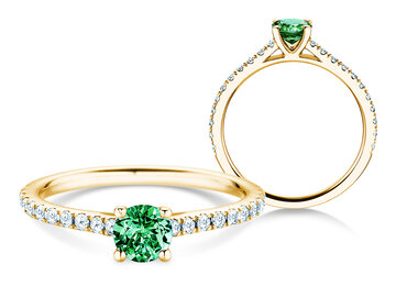 Anillo con piedra de nacimiento Pure Colour mayo en 9K oro blanco con esmeralda 0,50ct y diamantes 0,26ct