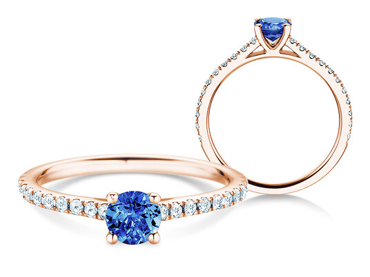 Anillo con piedra de nacimiento Pure Colour septiembre en 9K oro blanco con zafiro 0,50ct y diamantes 0,26ct
