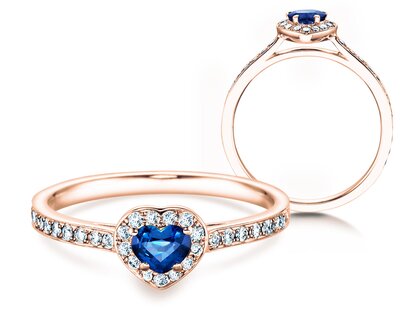 Anillo de compromiso Heart Saphir en oro rosa