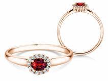 Anillo de compromiso Jolie Cross en 18K oro rosa con rubí 0,25ct y diamantes 0,06ct