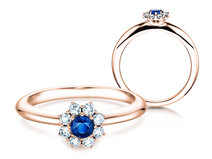 Anillo de compromiso Lovely en 14K oro rosa con zafiro 0,33ct y diamantes 0,40ct