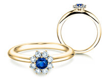 Anillo de compromiso Lovely en 14K oro amarillo con zafiro 0,33ct y diamantes 0,40ct