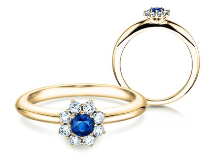 Anillo de compromiso Lovely en 14K oro amarillo con zafiro 0,33ct y diamantes 0,40ct