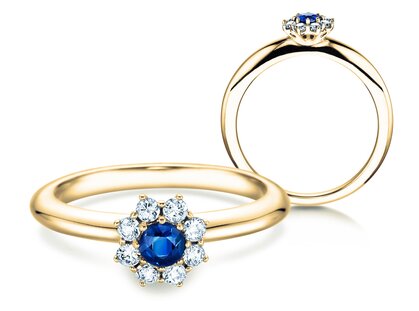Anillo de compromiso Lovely en 14K oro amarillo con zafiro 0,33ct y diamantes 0,40ct