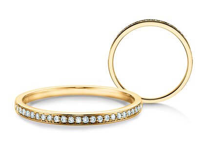 Anillo de compromiso Alliance-/Eternityring en 14K oro amarillo con diamantes 0,21ct G/SI