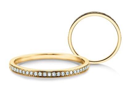 Anillo de compromiso Alliance-/Eternityring en 14K oro amarillo con diamantes 0,125ct G/SI
