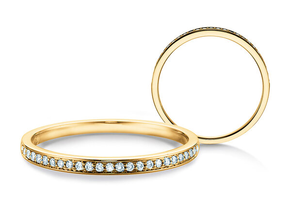Anillo de compromiso Alliance-/Eternityring en 14K oro amarillo con diamantes 0,21ct G/SI
