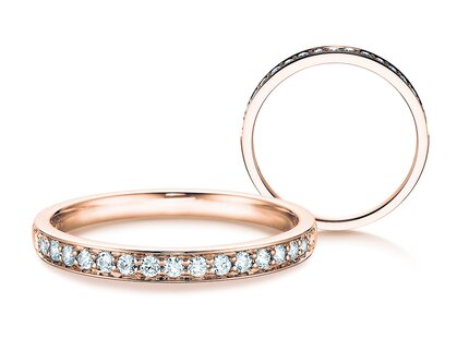 Anillo de compromiso Alliance-/Eternityring en 14K oro rosa con diamantes 0,125ct G/SI