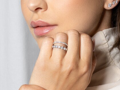Anillo de compromiso Dawn en 14K oro blanco con diamantes 1,27ct G/SI