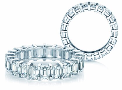 Anillo de compromiso Emerald Cut Eternity