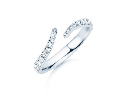 Anillo de compromiso Flow Pavé en 18K oro blanco con diamantes 0,51ct G/SI