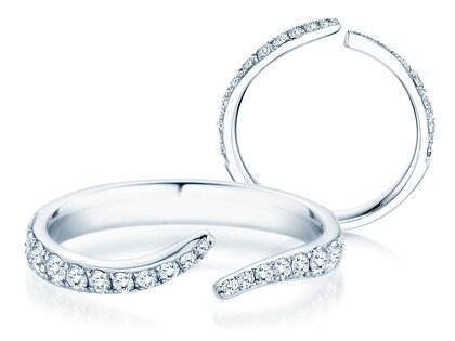 Anillo de compromiso Flow Pavé en 18K oro blanco con diamantes 0,51ct G/SI