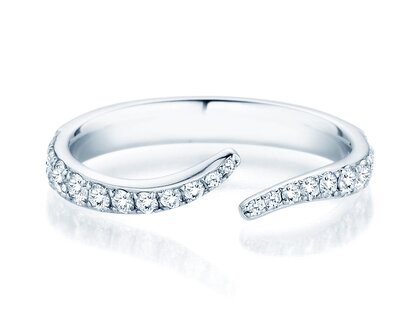 Anillo de compromiso Flow Pavé en 18K oro blanco con diamantes 0,51ct G/SI