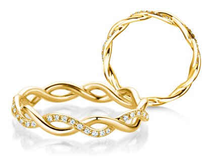 Anillo de compromiso Sparkling Curve en 14K oro amarillo con diamantes 0,14ct G/SI
