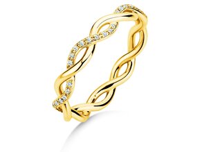 Anillo de compromiso Sparkling Curve en 14K oro amarillo con diamantes 0,14ct G/SI