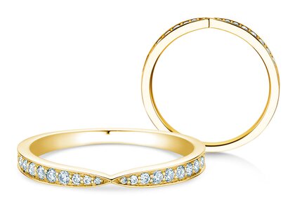 Anillo de compromiso V-Eternity en 14K oro amarillo con diamantes 0,22ct G/SI