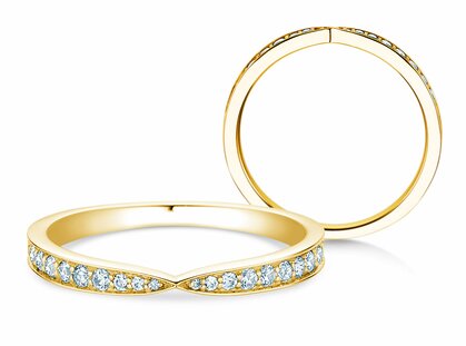 Anillo de compromiso V-Eternity en 14K oro amarillo con diamantes 0,22ct G/SI