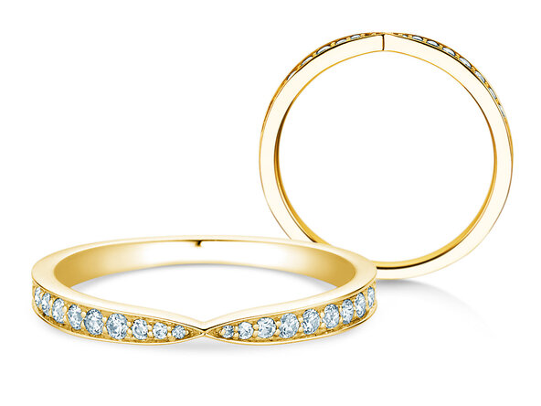 Anillo de compromiso V-Eternity en 14K oro amarillo con diamantes 0,22ct G/SI