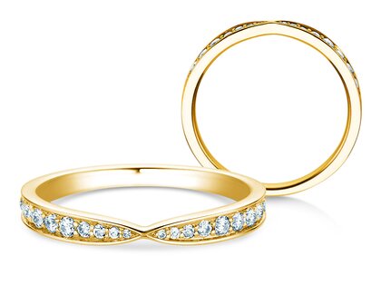 Anillo de compromiso V-Eternity en 14K oro amarillo con diamantes 0,30ct G/SI