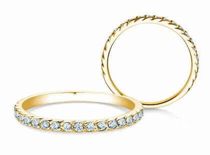 Anillo de compromiso Wave en 9K oro amarillo con diamantes 0,33ct G/SI