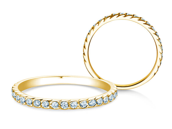Anillo de compromiso Wave en 14K oro amarillo con diamantes 0,33ct G/SI