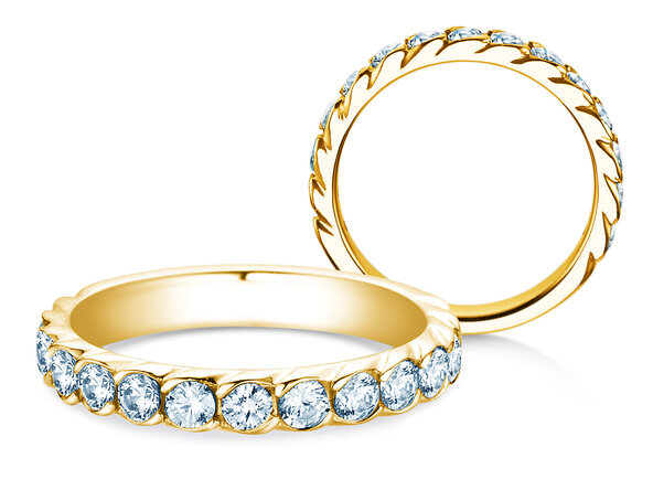 Anillo de compromiso Wave en 14K oro amarillo con diamantes 1,30ct G/SI
