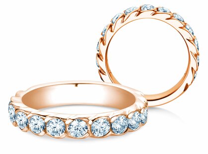 Anillo de compromiso Wave en 18K oro rosa