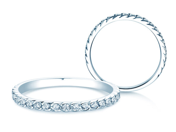 Anillo de compromiso Wave en 14K oro blanco con diamantes 0,33ct G/SI