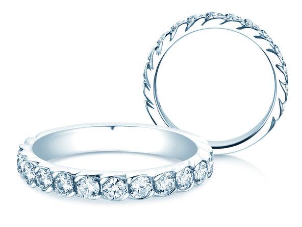 Anillo de compromiso Wave en 14K oro blanco con diamantes 1,30ct G/SI