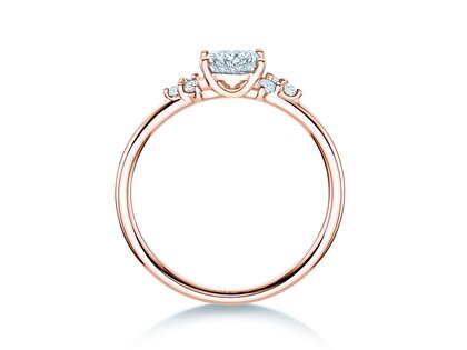 Anillo de compromiso Blossom Cushion en 9K oro rosa con diamantes naturales 0,29ct G/SI