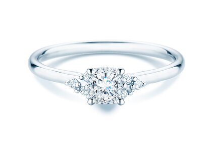 Anillo de compromiso Blossom Cushion en 9K oro blanco con diamantes naturales 0,29ct G/SI