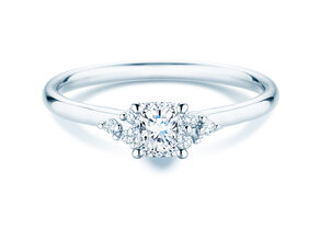 Anillo de compromiso Blossom Cushion en 9K oro blanco con diamantes naturales 0,29ct G/SI