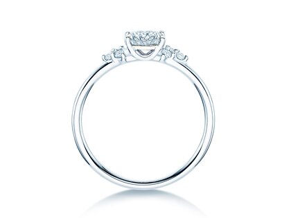 Anillo de compromiso Blossom Cushion en 9K oro blanco con diamantes naturales 0,29ct G/SI