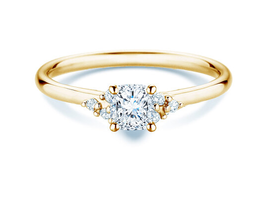 Anillo de compromiso Blossom Cushion en 9K oro amarillo con diamantes naturales 0,58ct