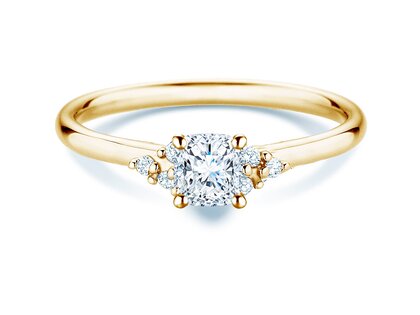 Anillo de compromiso Blossom Cushion en 9K oro amarillo con diamantes naturales 0,29ct G/SI