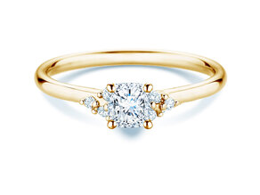 Anillo de compromiso Blossom Cushion en 9K oro amarillo con diamantes naturales 0,29ct G/SI