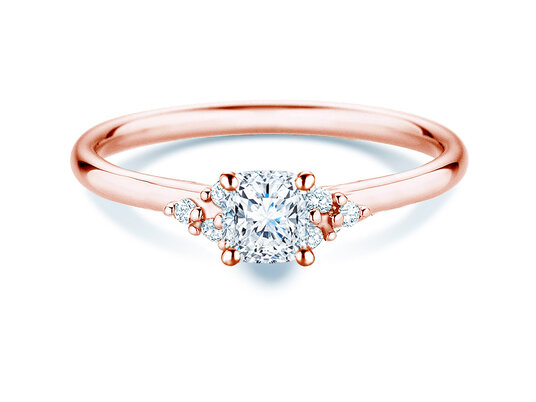 Anillo de compromiso Blossom Cushion en 9K oro rosa con diamantes naturales 0,58ct