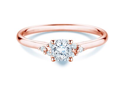 Anillo de compromiso Blossom Cushion en 9K oro rosa con diamantes naturales 0,29ct G/SI