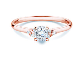 Anillo de compromiso Blossom Cushion en 9K oro rosa con diamantes naturales 0,29ct G/SI