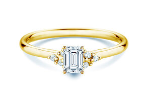 Anillo de compromiso Blossom Emerald en 14K oro amarillo con diamantes naturales 0,22ct G/VS