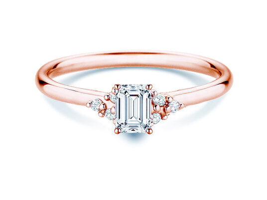 Anillo de compromiso Blossom Emerald en 9K oro rosa con diamantes naturales 0,58ct