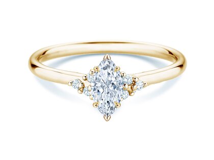 Anillo de compromiso Blossom Marquise en 14K oro amarillo con diamantes naturales 0,22ct G/SI